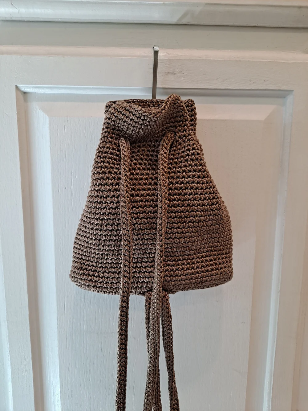 The Sak Brown Crochet Drawstring Mini Backpack
